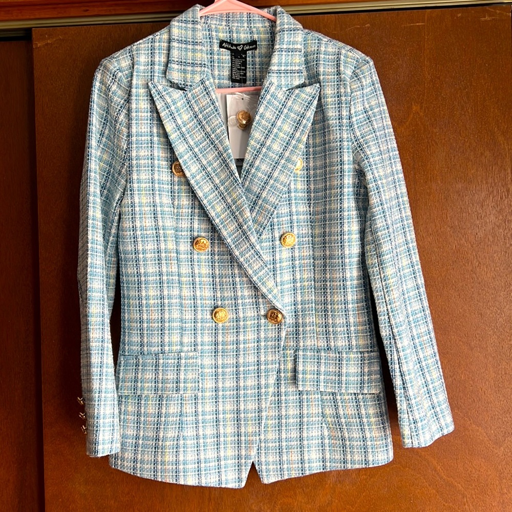 NWT Blue Plaid Blazer Jacket 🩵
